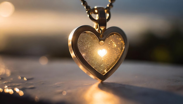 Keychain d'oro luccicante per la cerimonia romantica del giorno di San Valentino o della data del matrimonio Confusa immagine orizzontale con spazio di copia