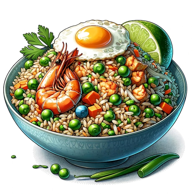 Khao pad illustrazione di cibo tipico thailandese