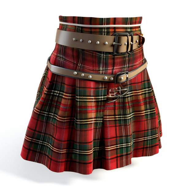 Kilt scozzese su sfondo bianco