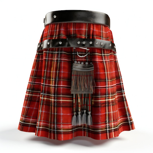 Kilt scozzese su sfondo bianco