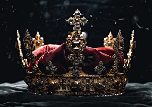 King Edwards Crown per essere utilizzato dal re Carlo III per la sua incoronazione siede su un cuscino viola con uno sfondo viola