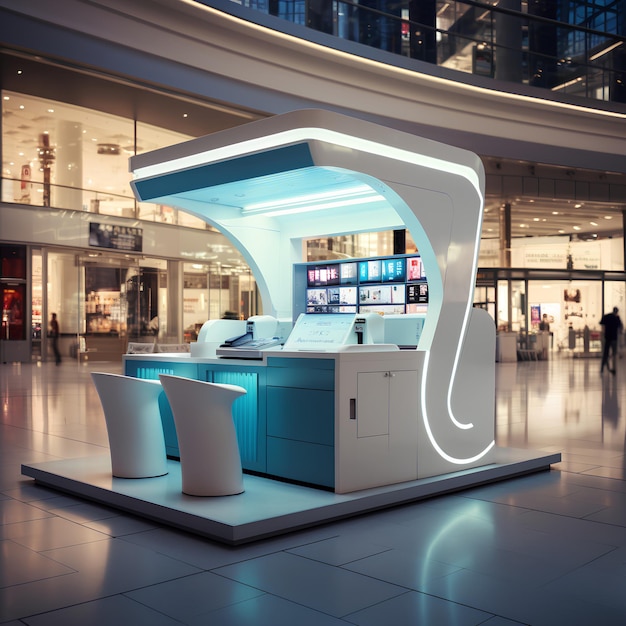 Kiosk di vendita in un centro commerciale Ambiente luminoso