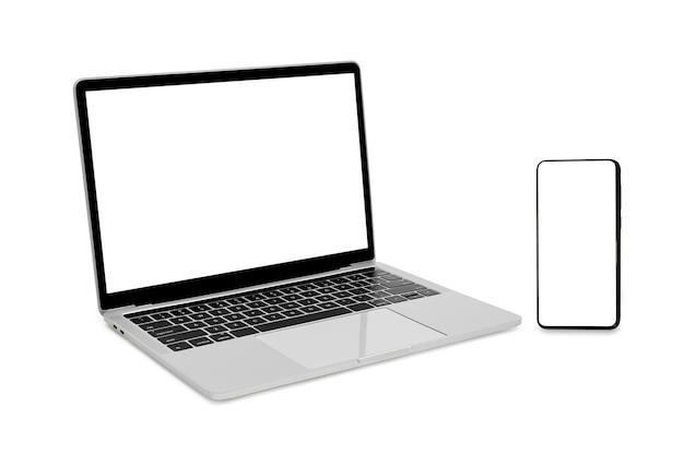 Kit di gadget tecnologici moderni modelli di presentazione del design reattivo Mockup Composto da smartphone portatile isolato su sfondo bianco