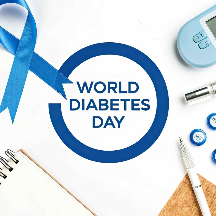 Kit per la Giornata Mondiale del Diabete Poster a nastro blu vintage