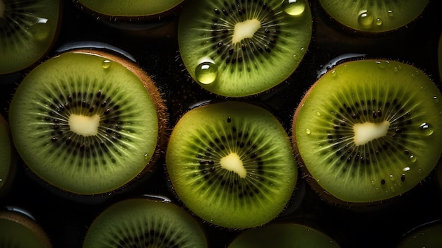 Kiwi con una goccia d'acqua su di esso