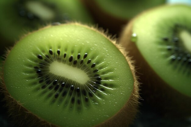 Kiwi con uno sfondo verde