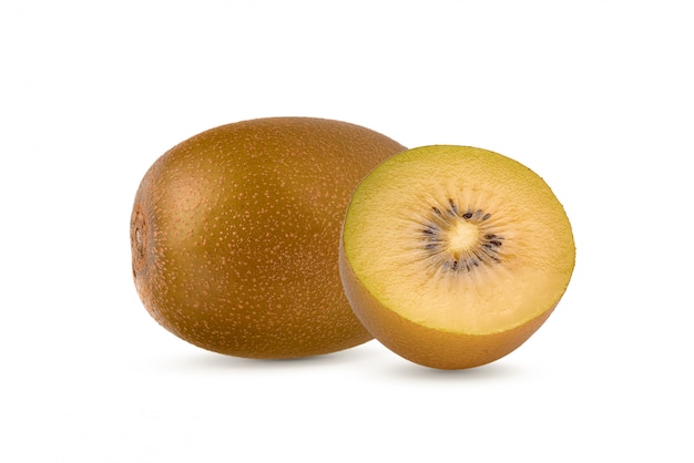 Kiwi giallo su sfondo bianco