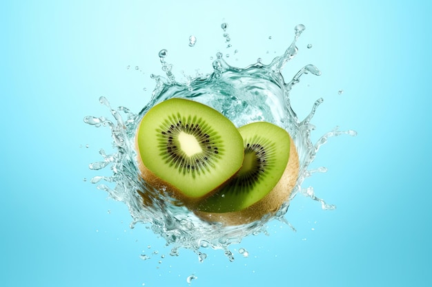 Kiwi in una spruzzata d'acqua