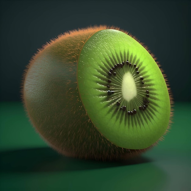 Kiwi su sfondo verde illustrazione 3D
