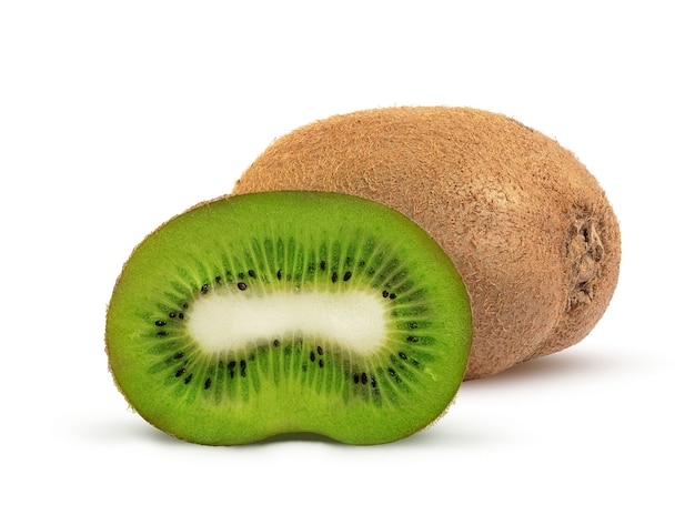 Kiwi succoso e dolce maturo su bianco