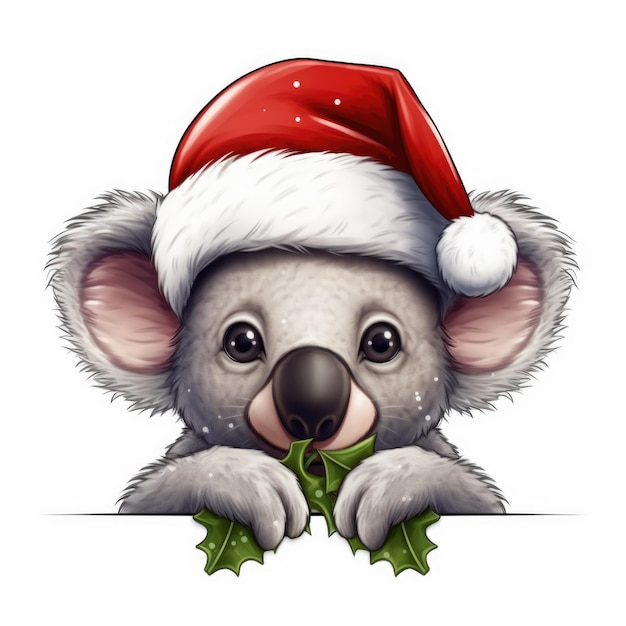 Koala che indossa il cappello di Babbo Natale