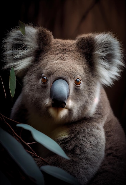 Koala con un'espressione leggermente perplessa sul volto generativo ai