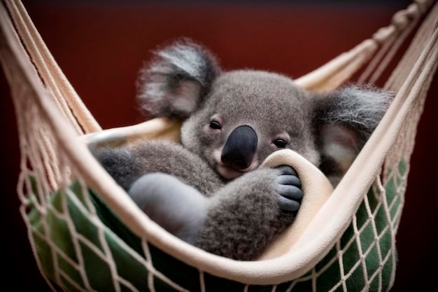 Koala giace pigramente su un'amaca e fa un pisolino Contenuto generato dall'intelligenza artificiale