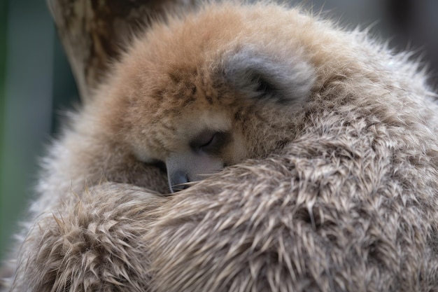 Koala pensieroso che guarda il mondo dall'abbraccio della madre creato con l'IA generativa