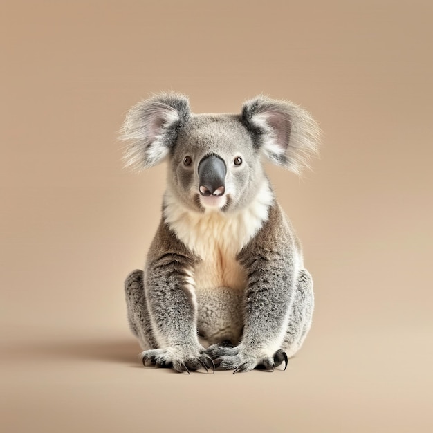 Koala seduto su uno sfondo beige