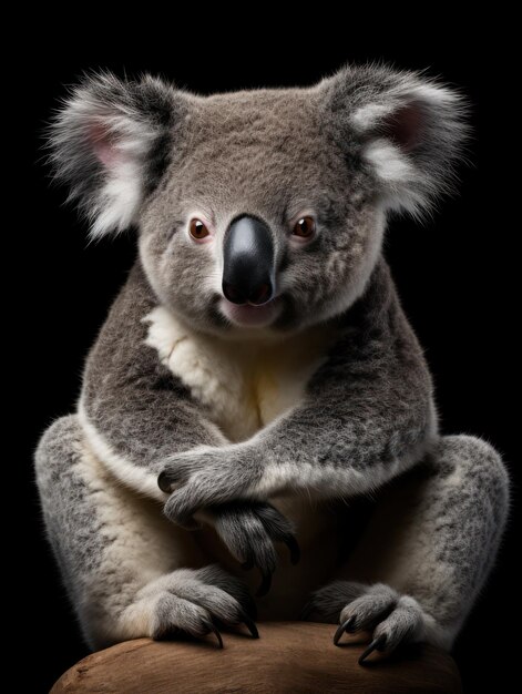 Koala Studio Shot Isolato su uno sfondo nero chiaro AI generativo