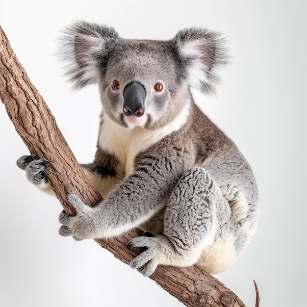 Koala su sfondo bianco Immagine generata dall'IA