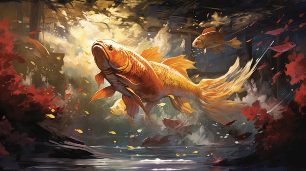 Koi Fish Animal Background Carpa dorata AI generativa