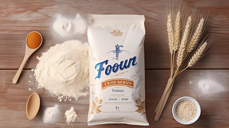 Photo konsep iklan peralatan dapur roti adonan tepung