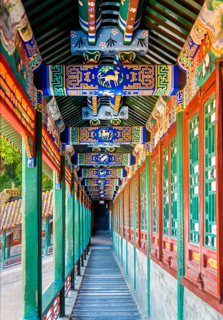 Koridor di Istana Musim Panas di Beijing, Cina