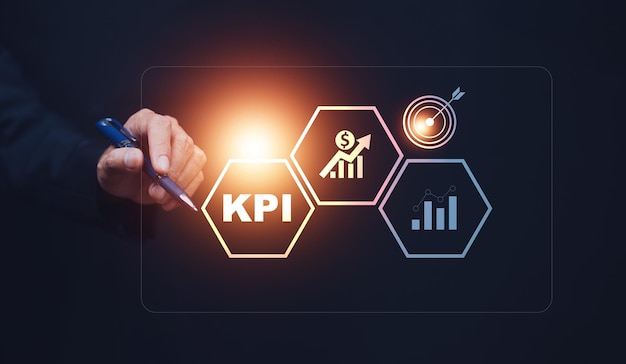 KPI Concetto di indicatore chiave delle prestazioni per la crescita o il successo della strategia aziendale