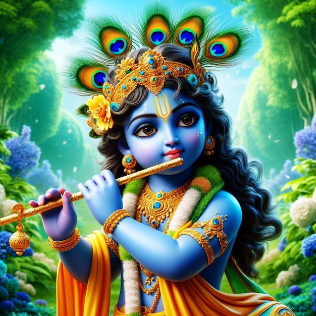 Krishna tiene in mano il flauto Ai genera