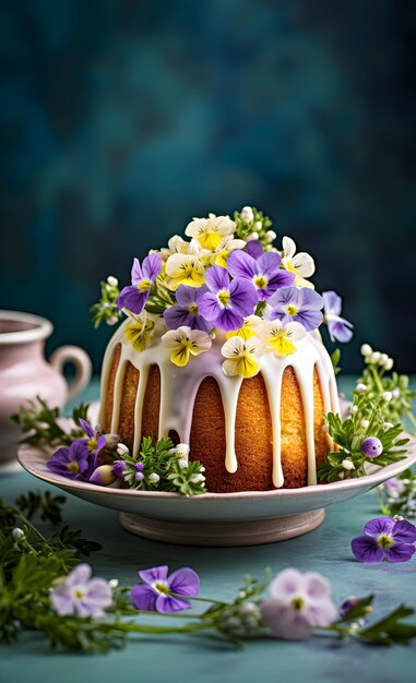 Kulich di Pasqua con colori primaverili vivaci