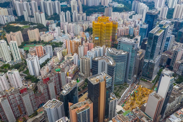 Kwun Tong, Hong Kong 02 giugno 2019: Veduta aerea della città di Hong Kong