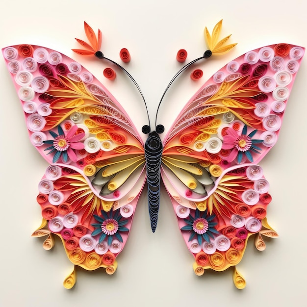 L'abbagliante motivo quilling in carta con farfalla 3D dà vita alla natura con eleganti ali trapuntate