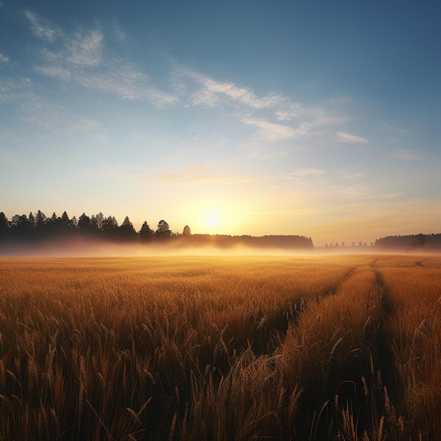 L'abbraccio dell'alba Un prato minimalista all'alba