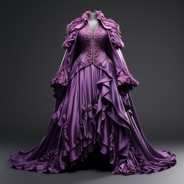 L'abito della principessa viola è un costume iper realistico e dettagliato di Adriano Mecchi e Sharon