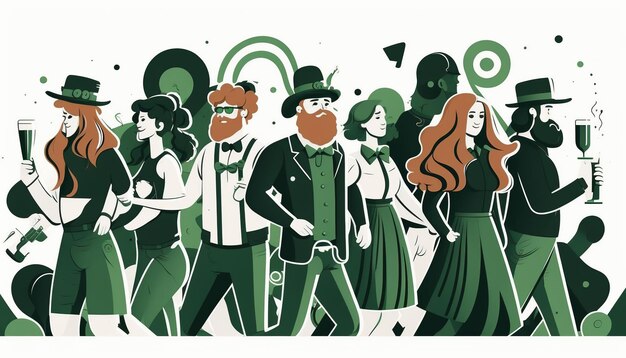 L'acetosella felice dell'illustrazione di St Patrick's Day lascia la tazza e il cappello di birra