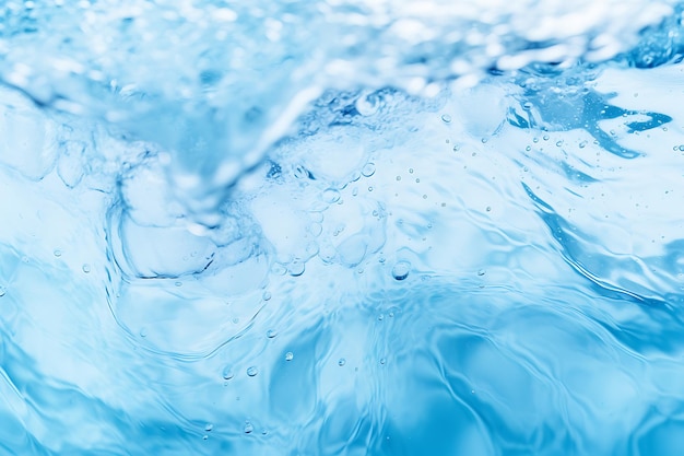 L'acqua blu schizza le onde del mare o dell'oceano