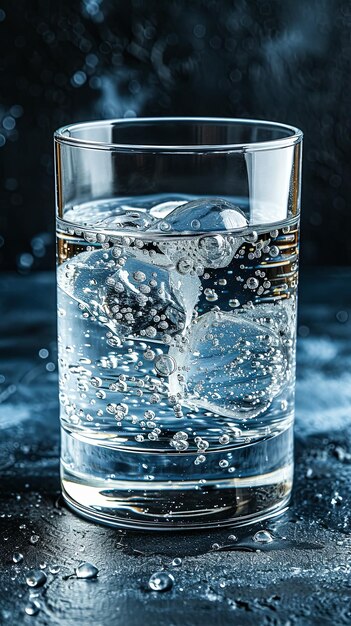 L'acqua cristallina riempie un bicchiere che simboleggia la purezza e l'idratazione