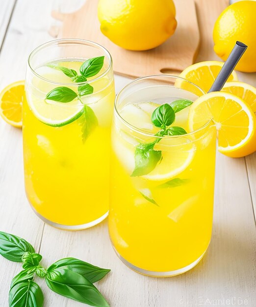 L'acqua del limone, dell'arancia, del basilico e del limone