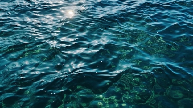 L'acqua è blu e limpida.