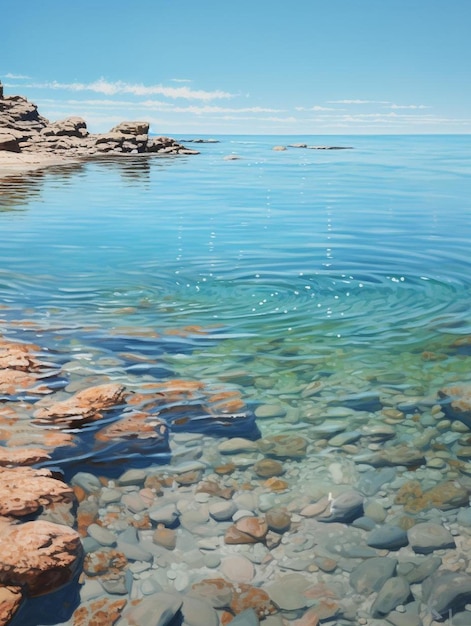 L'acqua è limpida e blu.