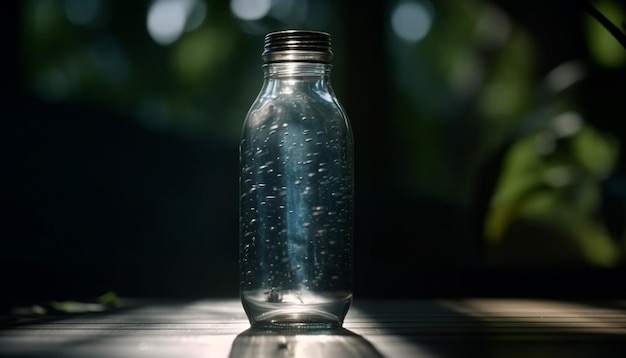 L'acqua rinfrescante versata nelle bolle di vetro si alza generata dall'intelligenza artificiale