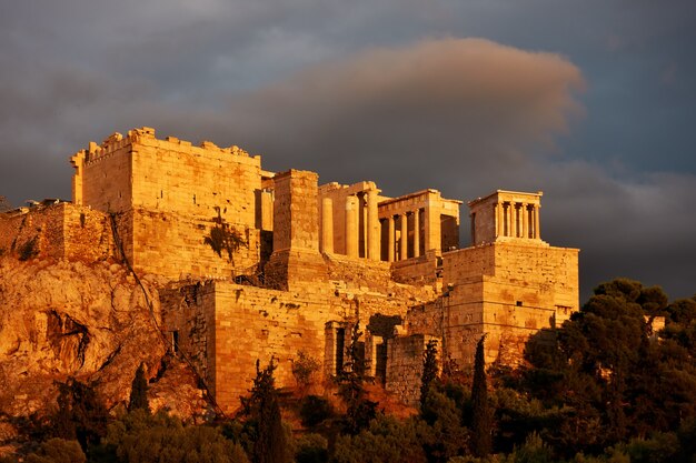 L'Acropoli di Atene al tramonto, Grecia. Paesaggio greco con punto di riferimento