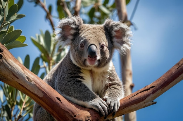 L'adorabile koala nell'albero di eucalipto