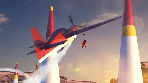 L'aereo sportivo sulle corse aeree rende l'illustrazione 3D