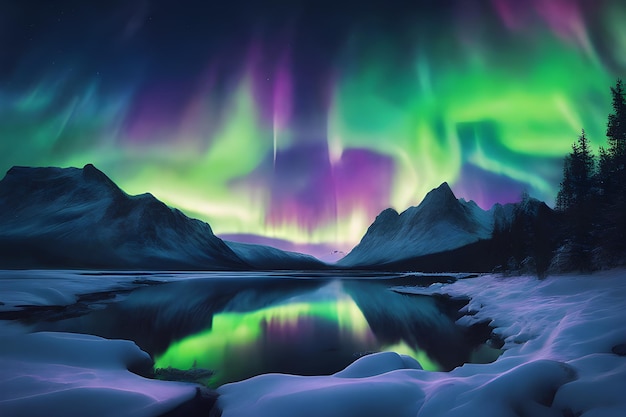 L'affascinante aurora boreale danza nel cielo notturno