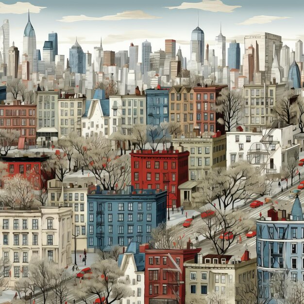 L'affascinante continuità della città di New York illustrata da modelli di carta da parati altamente dettagliati