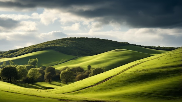 L'affascinante paesaggio delle colline verdi in Danimarca