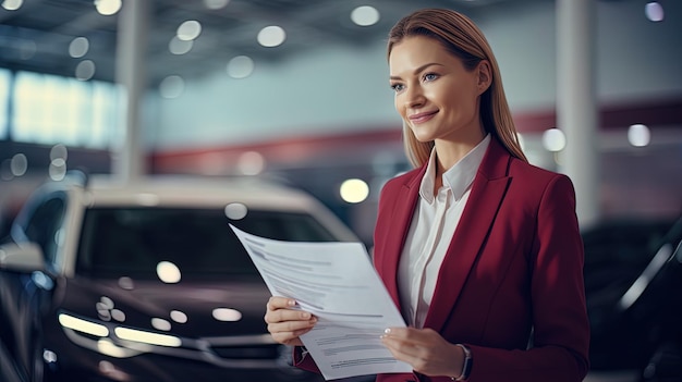 L'agente di leasing fornisce informazioni sulla garanzia per un'auto nuova