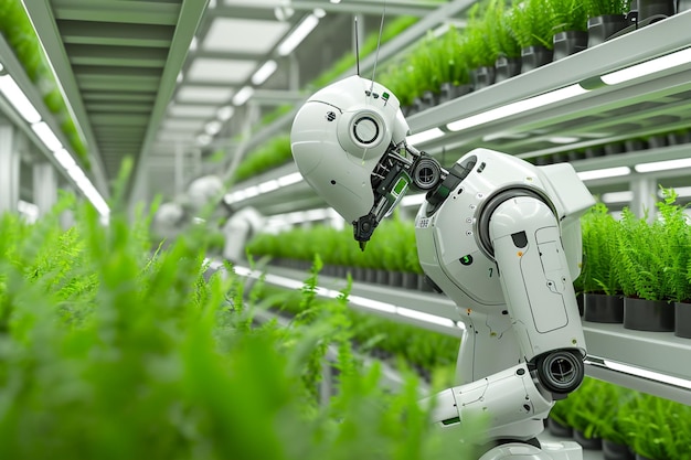 L'agricoltura del futuro Gli agricoltori robot rappresentano la tecnologia agricola e l'automazione agricola