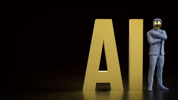 L'AI e l'uomo robot per la tecnologia o il concetto di 3D RenderingxA