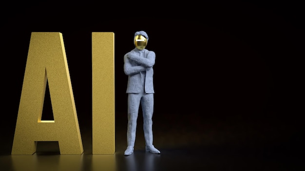 L'AI e l'uomo robot per la tecnologia o il concetto di 3D RenderingxA