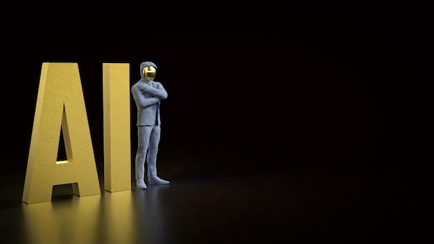 L'AI e l'uomo robot per la tecnologia o il concetto di 3D RenderingxA