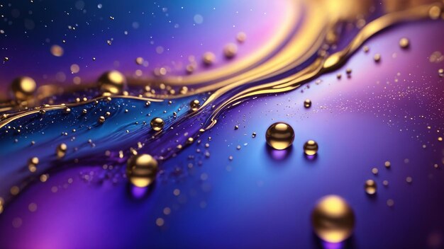 L'AI ha generato forme liquide colorate in tonalità oro e viola-blu